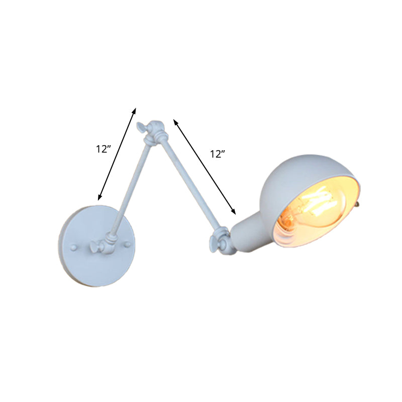 1 Bulb Sconce Light Retro Style Swing Arm Metallic Mini Wall Lamp in White for Study Room Clearhalo 'Art deco wall lights' 'Cast Iron' 'Glass' 'Industrial wall lights' 'Industrial' 'Middle century wall lights' 'Modern' 'Rustic wall lights' 'Tiffany' 'Traditional wall lights' 'Wall Lamps & Sconces' 'Wall Lights' Lighting' 209316