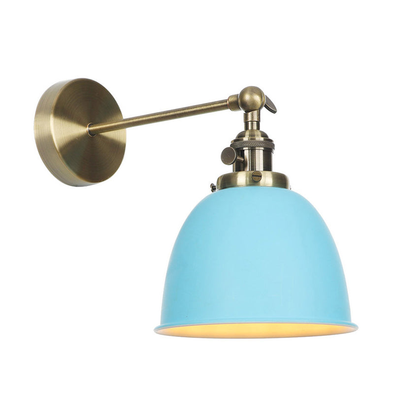 1 Bulb Domed Shade Sconce Lamp Industrial Black/Grey/White Metal Wall Mounted Light for Bedroom Clearhalo 'Art deco wall lights' 'Cast Iron' 'Glass' 'Industrial wall lights' 'Industrial' 'Middle century wall lights' 'Modern' 'Rustic wall lights' 'Tiffany' 'Traditional wall lights' 'Wall Lamps & Sconces' 'Wall Lights' Lighting' 209347