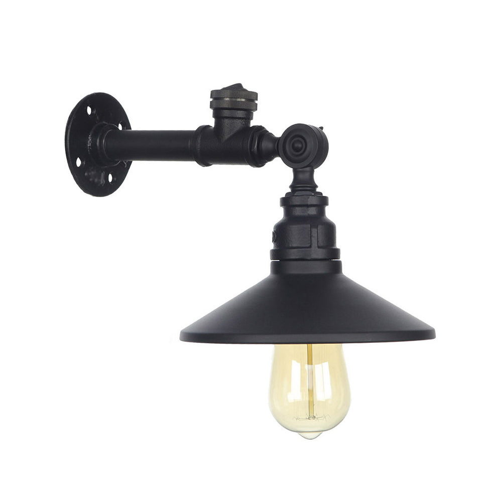 1 Light Wide Flare Wall Lamp Industrial Black/Bronze/Antique Brass Metal Sconce Light Fixture for Bedroom Clearhalo 'Art deco wall lights' 'Cast Iron' 'Glass' 'Industrial wall lights' 'Industrial' 'Middle century wall lights' 'Modern' 'Rustic wall lights' 'Tiffany' 'Traditional wall lights' 'Wall Lamps & Sconces' 'Wall Lights' Lighting' 209424