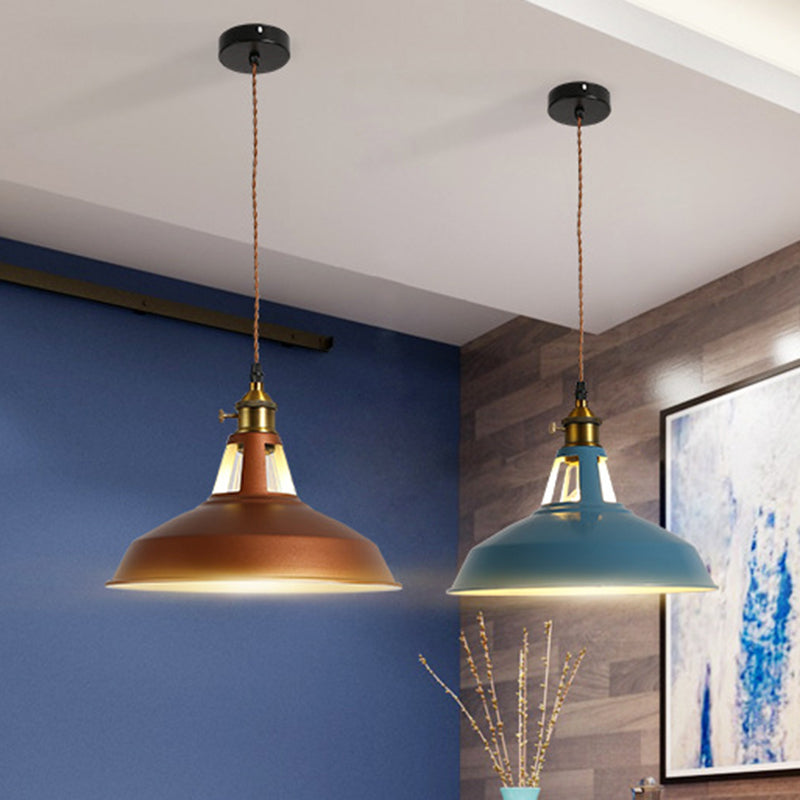 1 Light Barn Pendant Lighting Fixture Industrial Beige/Blue/Green Metal Hanging Ceiling Light for Dining Room Clearhalo 'Art Deco Pendants' 'Cast Iron' 'Ceiling Lights' 'Ceramic' 'Crystal' 'Industrial Pendants' 'Industrial' 'Metal' 'Middle Century Pendants' 'Pendant Lights' 'Pendants' 'Tiffany' Lighting' 209611