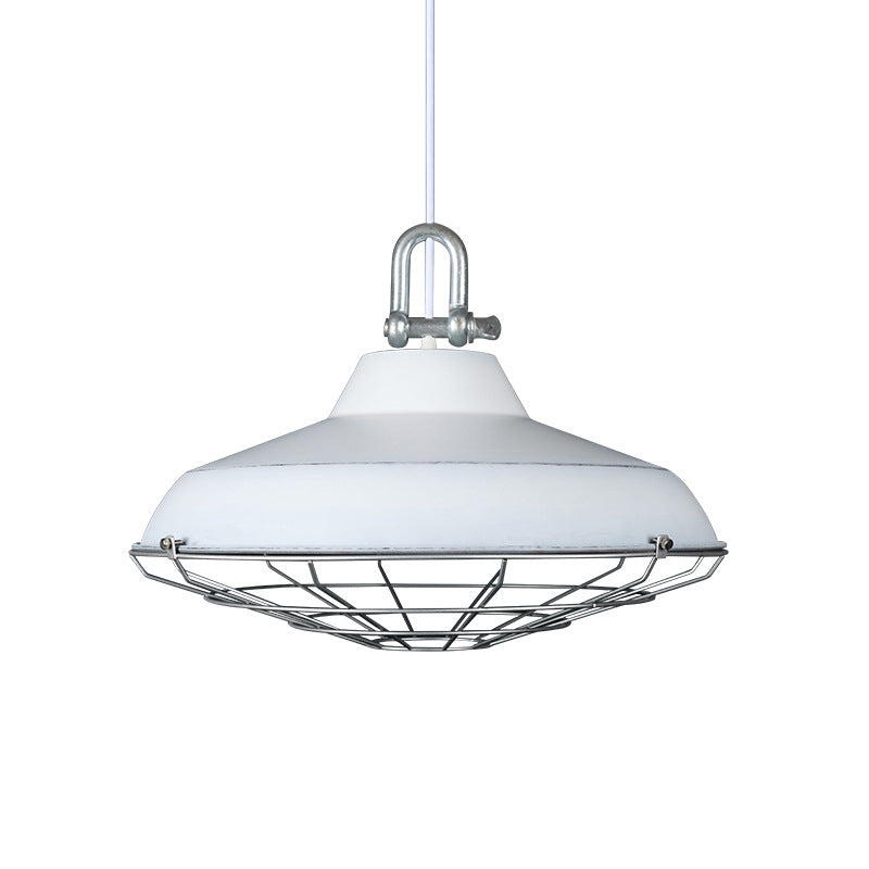 Vintage Covered Cage Hanging Ceiling Light 1 Light Metal Pendant Lighting in White/Copper/Red Brown Clearhalo 'Art Deco Pendants' 'Cast Iron' 'Ceiling Lights' 'Ceramic' 'Crystal' 'Industrial Pendants' 'Industrial' 'Metal' 'Middle Century Pendants' 'Pendant Lights' 'Pendants' 'Tiffany' Lighting' 209648