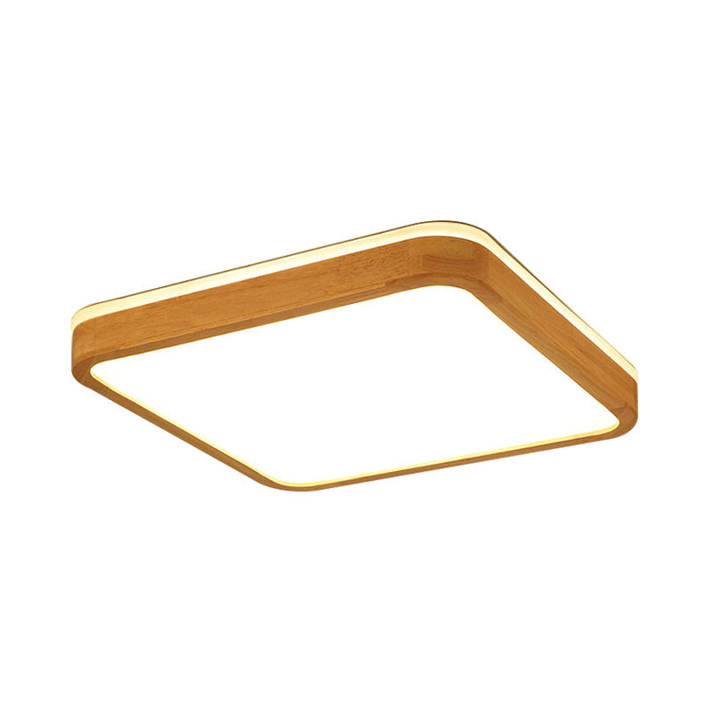 Square/Rectangle Wood Flush Mount Lamp Modern Led 12"/16"/19.5" Wide Beige Flush Mount Ceiling Light Fixture with Frosted Diffuser in Natural Light Clearhalo 'Ceiling Lights' 'Close To Ceiling Lights' 'Close to ceiling' 'Flush mount' Lighting' 209849