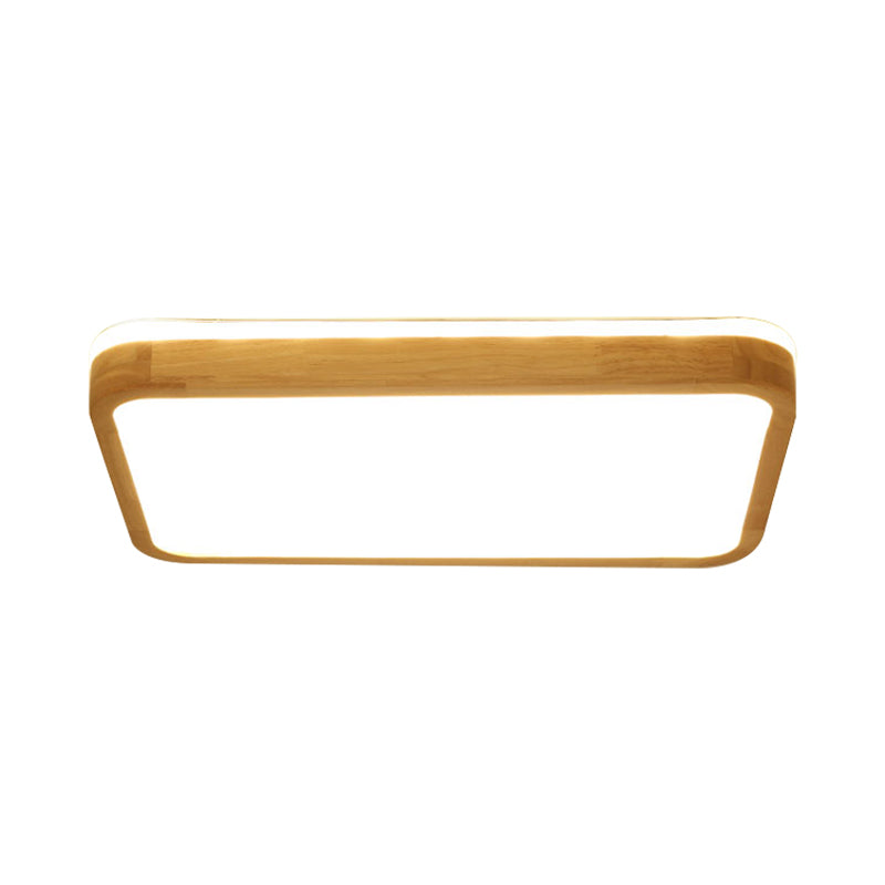 Square/Rectangle Wood Flush Mount Lamp Modern Led 12"/16"/19.5" Wide Beige Flush Mount Ceiling Light Fixture with Frosted Diffuser in Natural Light Clearhalo 'Ceiling Lights' 'Close To Ceiling Lights' 'Close to ceiling' 'Flush mount' Lighting' 209857