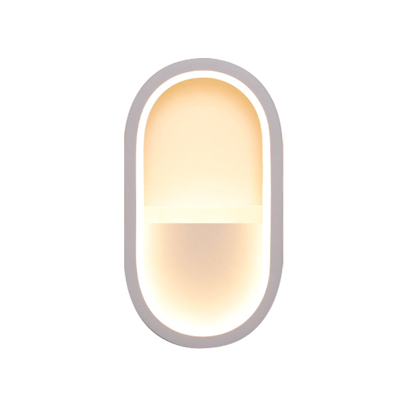 Oval Wall Light Fixture Contemporary Acrylic Black/White LED Wall Sconce in Warm/White Light Clearhalo 'Modern wall lights' 'Modern' 'Wall Lamps & Sconces' 'Wall Lights' Lighting' 210066
