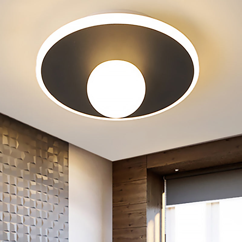 Modern Led Flush Lamp with Acrylic Shade White/Black Led Square/Rectangle Flush Mount Light in White/Warm Light Black Round Clearhalo 'Ceiling Lights' 'Close To Ceiling Lights' 'Close to ceiling' 'Flush mount' Lighting' 210412