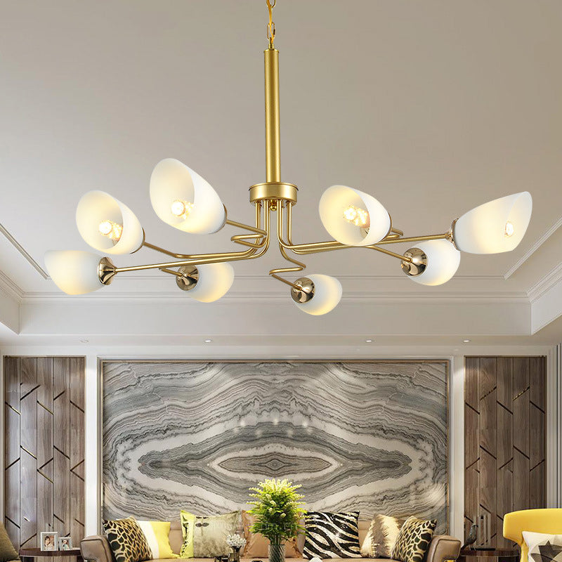 8 Lights Pendant Light Traditional Oval Frosted Glass Hanging Chandelier in Brass for Living Room Brass Clearhalo 'Ceiling Lights' 'Chandeliers' Lighting' options 210510_c24e8ad7-7b00-43c6-9c3f-3fa4b8ebdcb1