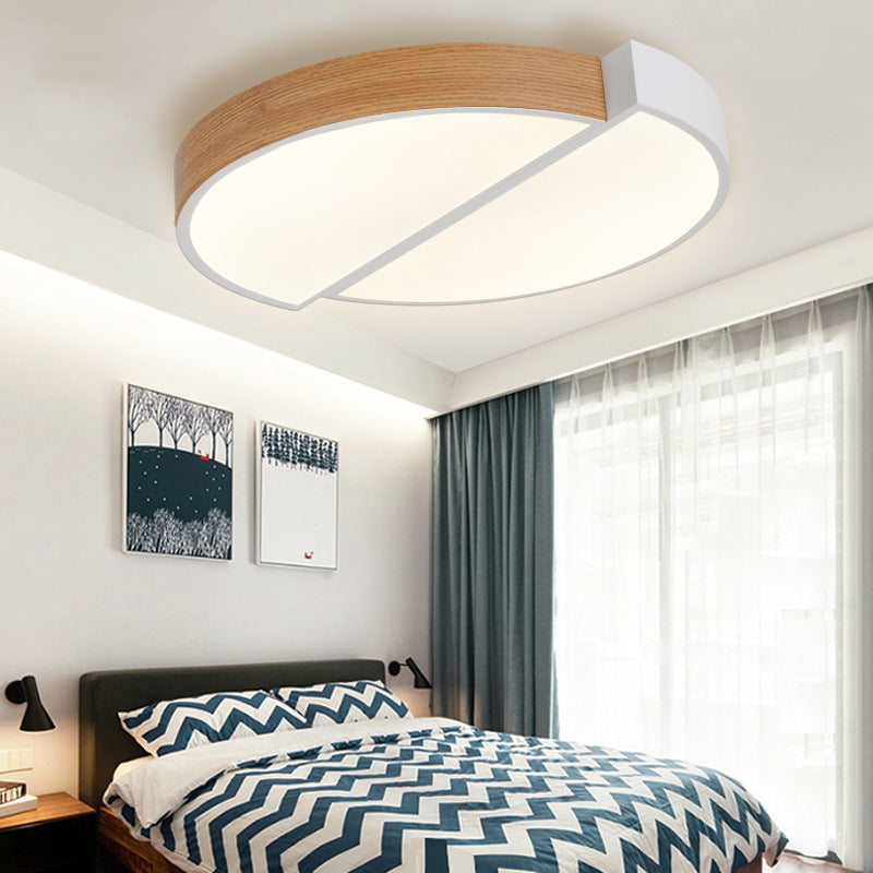 20.5"/33" Dia Circle Flush Mount Contemporary Wood White LED Flush Mount Lamp in White/Warm Light Clearhalo 'Ceiling Lights' 'Close To Ceiling Lights' 'Close to ceiling' 'Flush mount' Lighting' 210534