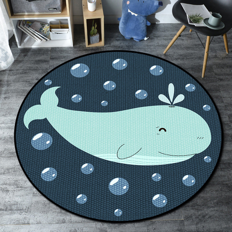 Cartoon Childrens Bedroom Rug Multi-Color Sea Life Rug Synthetics Anti-Slip Stain Resistant Washable Area Carpet Light Green Clearhalo 'Area Rug' 'Rug' 2105874