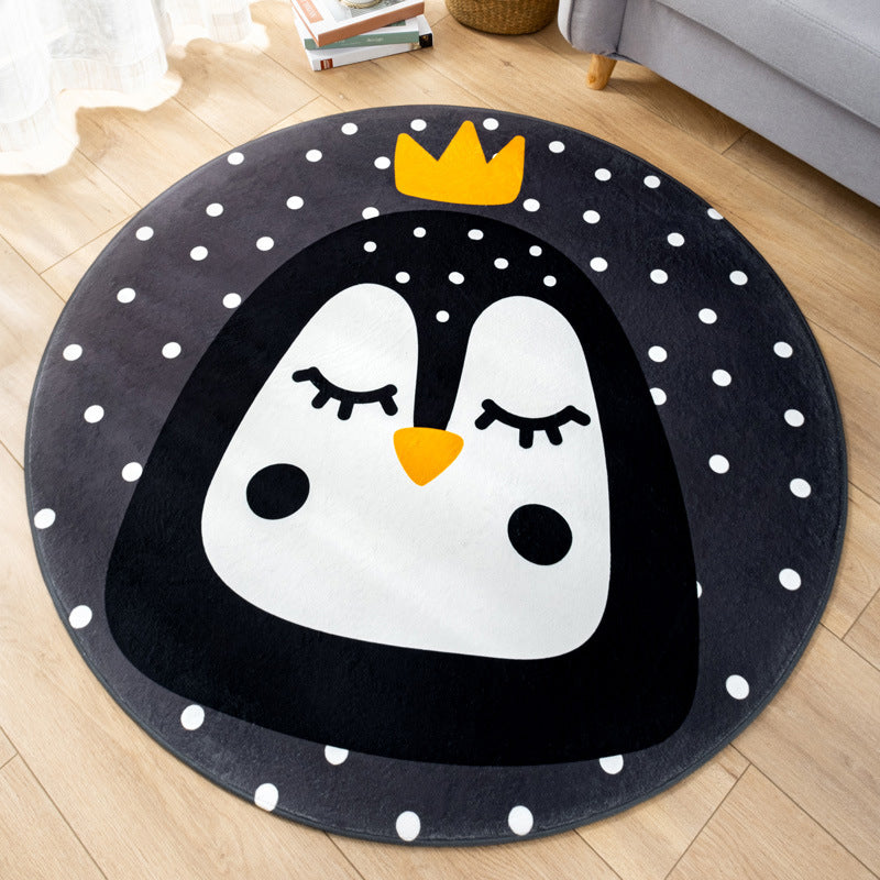 Multicolor Nursery Foot Rug Kids Cartoon Pattern Rug Synthetics Anti-Slip Backing Stain Resistant Machine Washable Area Carpet Dark Gray-Black Clearhalo 'Area Rug' 'Rug' 2105903