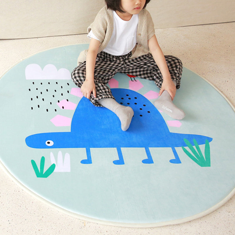 Cartoon Kids Room Rug Multi Colored Animal Carpet Cotton Pet-Friendly Machine Wash Indoor Rug Light Green Clearhalo 'Area Rug' 'Rug' 2105926