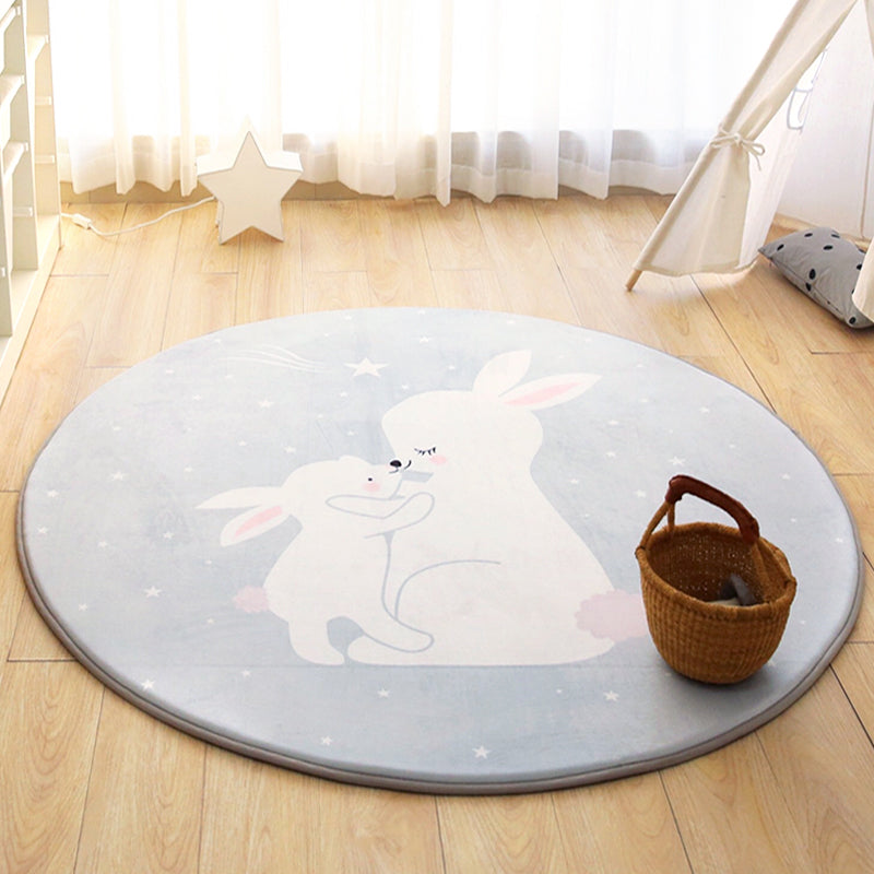 Cartoon Kids Room Rug Multi Colored Animal Carpet Cotton Pet-Friendly Machine Wash Indoor Rug Grey Clearhalo 'Area Rug' 'Rug' 2105929