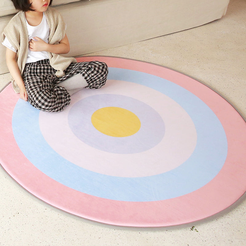 Cartoon Kids Room Rug Multi Colored Animal Carpet Cotton Pet-Friendly Machine Wash Indoor Rug Pink-Blue Clearhalo 'Area Rug' 'Rug' 2105933