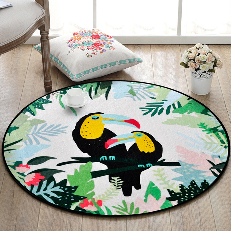 Pretty Kids Rug Multi Color Animal and Botanics Pattern Rug Pet Friendly Washable Anti-Slip Area Rug for Playroom Clearhalo 'Area Rug' 'Rug' 2106022