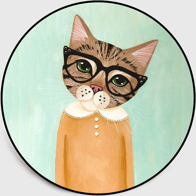 Cool Multicolor Gentleman Cat Rug Polyester Cartoon Rug Pet Friendly Non-Slip Washable Carpet for Bedroom Green Clearhalo 'Area Rug' 'Rug' 2106032