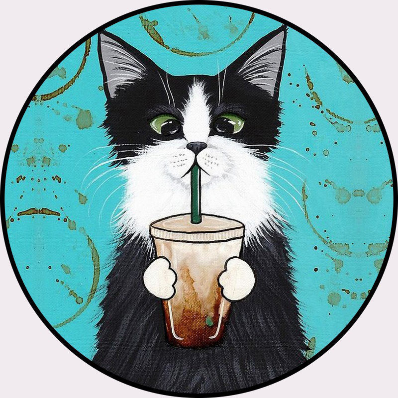 Cool Multicolor Gentleman Cat Rug Polyester Cartoon Rug Pet Friendly Non-Slip Washable Carpet for Bedroom Black-White Clearhalo 'Area Rug' 'Rug' 2106037