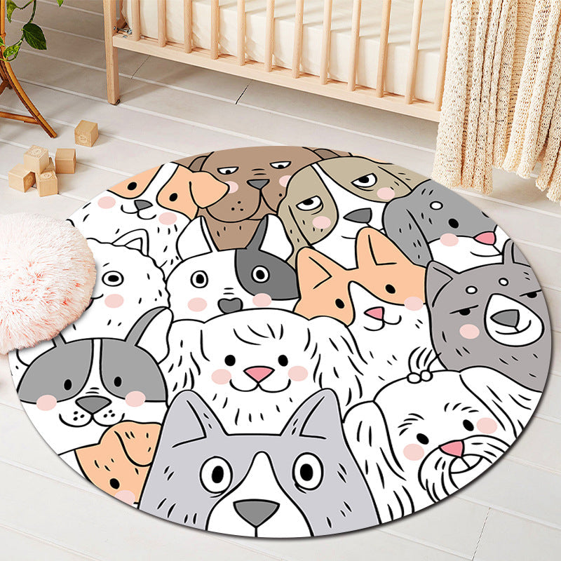 Kids Style Baby Room Rug Multi Color Comics Animal Area Carpet Synthetics Stain Resistant Washable Anti-Slip Rug Orange-White Clearhalo 'Area Rug' 'Rug' 2106070