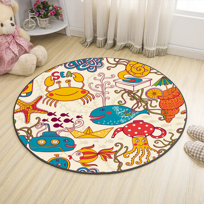 Cute Cartoon Indoor Rug Multicolor Animal Print Carpet Machine Washable Stain Resistant Non-Slip Rug for Nursery Lake Blue Clearhalo 'Area Rug' 'Rug' 2106076