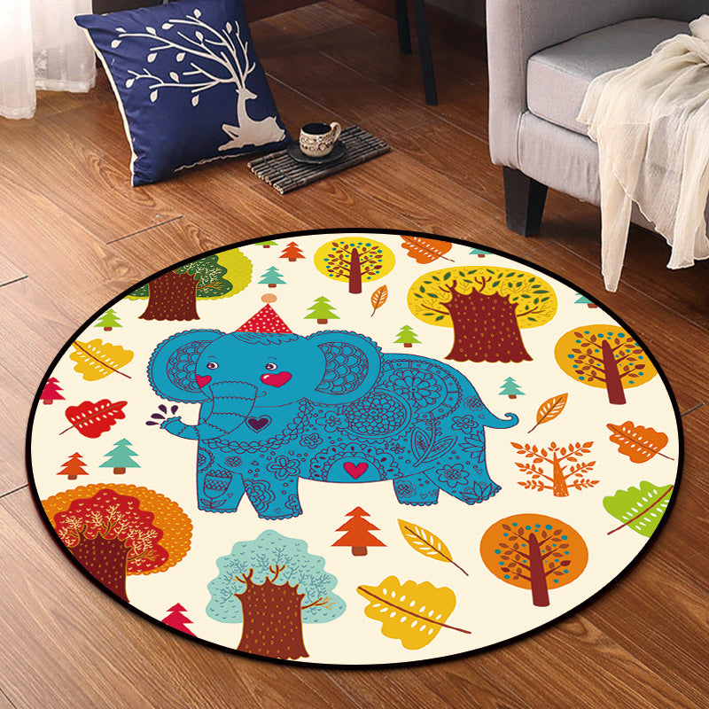 Bright Multi Colored Animal Rug Synthetics Cartoon Carpet Pet Friendly Anti-Slip Backing Washable Rug for Childrens Room Blue Clearhalo 'Area Rug' 'Rug' 2106096
