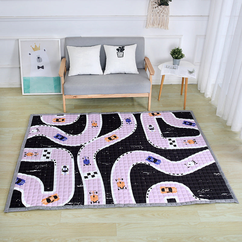 Fun Road Map Animal Rug Multicolor Kids Style Rug Synthetics Anti-Slip Backing Stain Resistant Pet Friendly Carpet for Baby Room Purple 4'9" x 6'5" Clearhalo 'Area Rug' 'Rug' 2106147