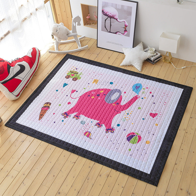 Chic Cartoon Quilted Rug Multicolor Wild Animal Area Carpet Stain Resistant Non-Slip Washable Rug for Kids Bedroom Pink 4'9" x 6'5" Clearhalo 'Area Rug' 'Rug' 2106184