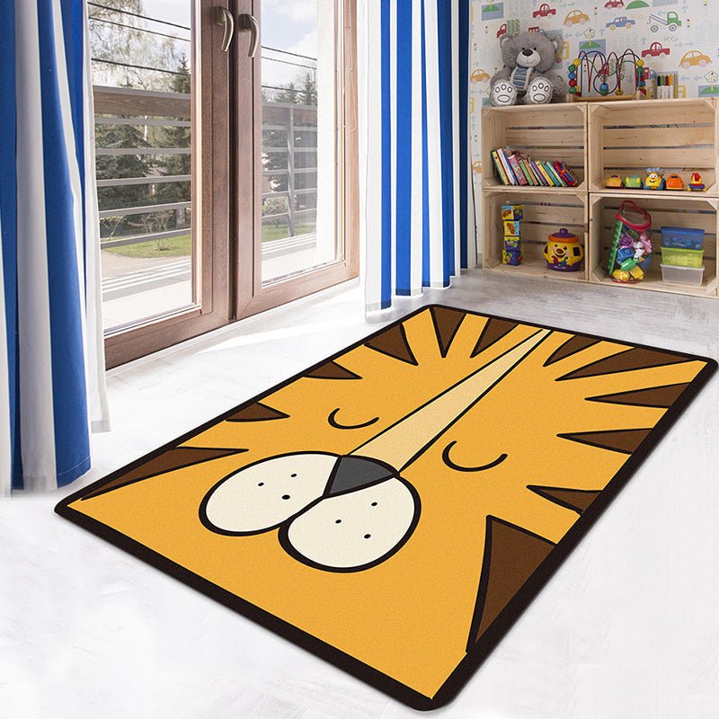Multicolor Kids Playroom Rug Cartoon Digital Print Rug Polyester Anti-Slip Pet Friendly Stain Resistant Area Rug Yellow-Brown Clearhalo 'Area Rug' 'Rug' 2106327