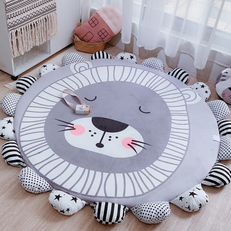 Floral Multi Colored Cartoon Rug Polyester Animal Patterned Rug Washable Stain Resistant Anti-Slip Backing Rug for Baby Room Clearhalo 'Area Rug' 'Rug' 2106400