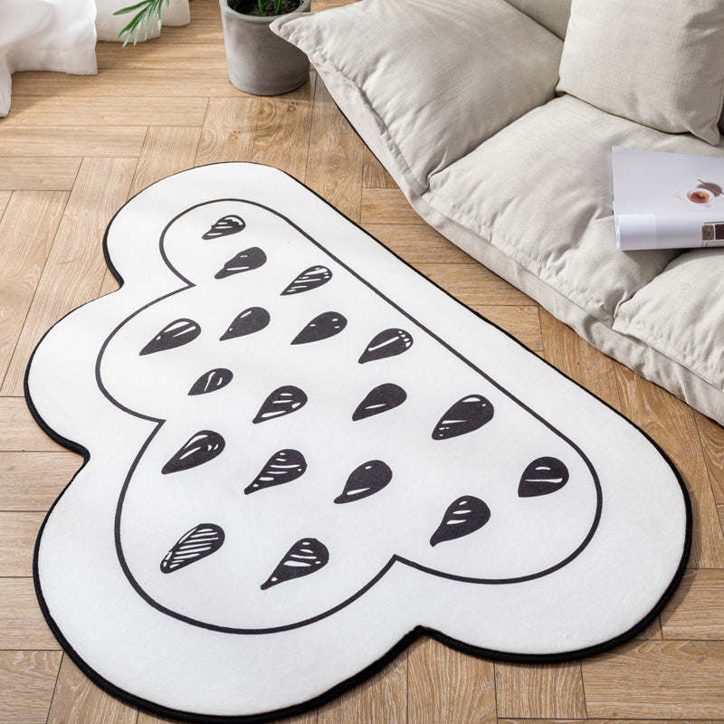Novelty Kids Area Rug Multi Color Raindrop Cloud-Shaped Rug Anti-Slip Backing Washable Pet Friendly Carpet for Bedroom White Clearhalo 'Area Rug' 'Rug' 2106420