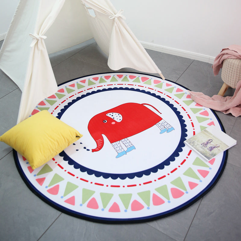 Multi-Color Animal Rug Cotton Kids Style Rug Easy Care Anti-Slip Backing Carpet for Playroom White Clearhalo 'Area Rug' 'Rug' 2106431