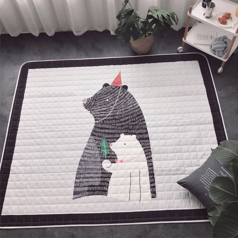 Multi-Colored Animal Patterned Rug Polyester Kids Rug Machine Washable Anti-Slip Backing Stain Resistant Carpet for Childrens Room Black 4'7" x 6'7" Clearhalo 'Area Rug' 'Rug' 2106464