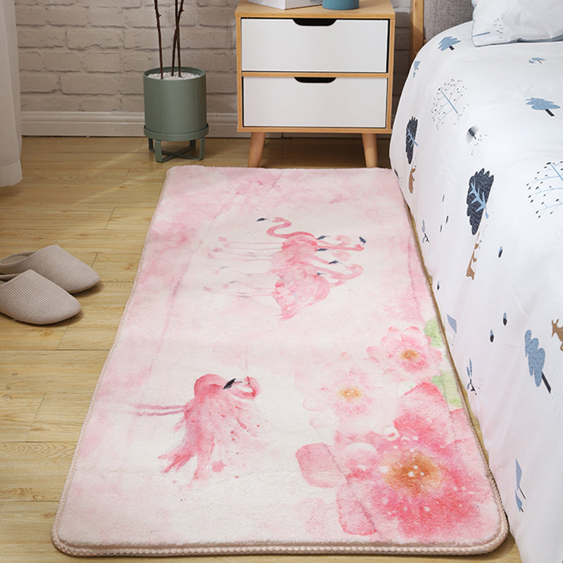 Kids Bedroom Area Rug Multi Colored Animal Sketch Rug Cotton Machine Wash Carpet Light Pink Clearhalo 'Area Rug' 'Rug' 2106494