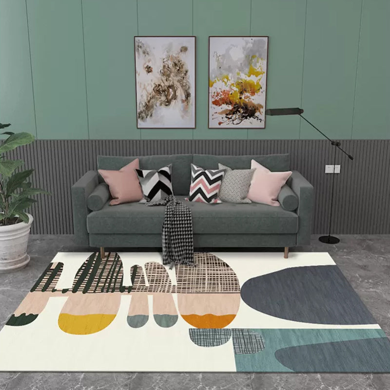 Multicolor Color-Blocking Rug Synthetics Contemporary Carpet Non-Slip Machine Washable Stain Resistant Rug for Great Room Pink Clearhalo 'Area Rug' 'Rug' 2106707