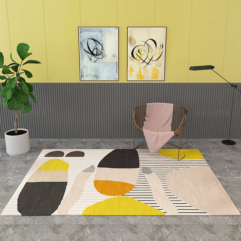 Multicolor Color-Blocking Rug Synthetics Contemporary Carpet Non-Slip Machine Washable Stain Resistant Rug for Great Room Black Clearhalo 'Area Rug' 'Rug' 2106708