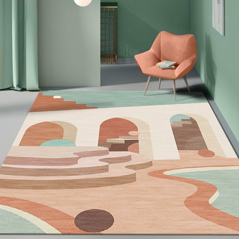 Nordic Living Room Rug Morandi Color Castle Interior View Rug Polypropylene Stain Resistant Pet Friendly Anti-Slip Backing Rug Clearhalo 'Area Rug' 'Rug' 2106718