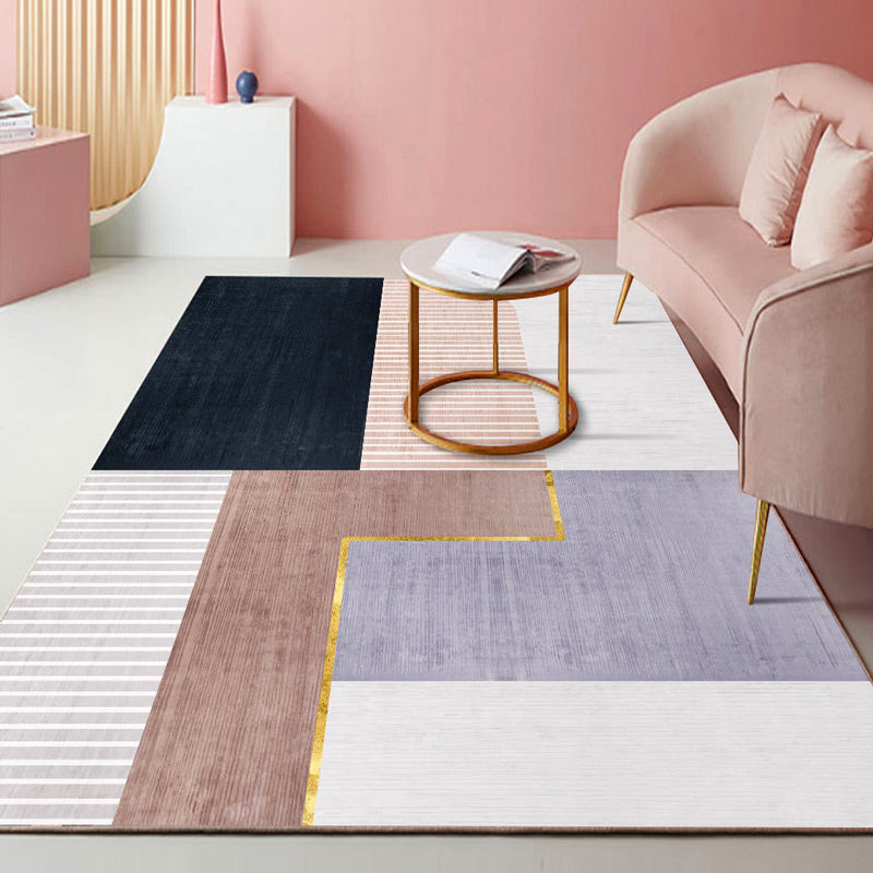 Decorative Colorblock Rug Multi Color Simple Rug Synthetics Non-Slip Pet Friendly Stain Resistant Rug for Home Blue Clearhalo 'Area Rug' 'Rug' 2106752