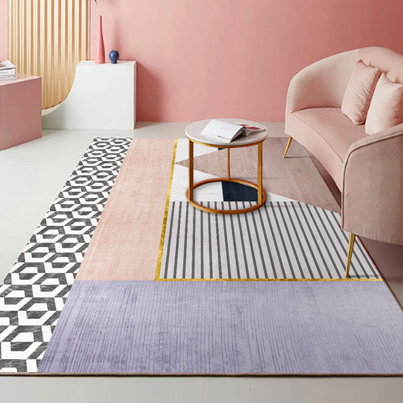 Decorative Colorblock Rug Multi Color Simple Rug Synthetics Non-Slip Pet Friendly Stain Resistant Rug for Home Light Pink Clearhalo 'Area Rug' 'Rug' 2106757