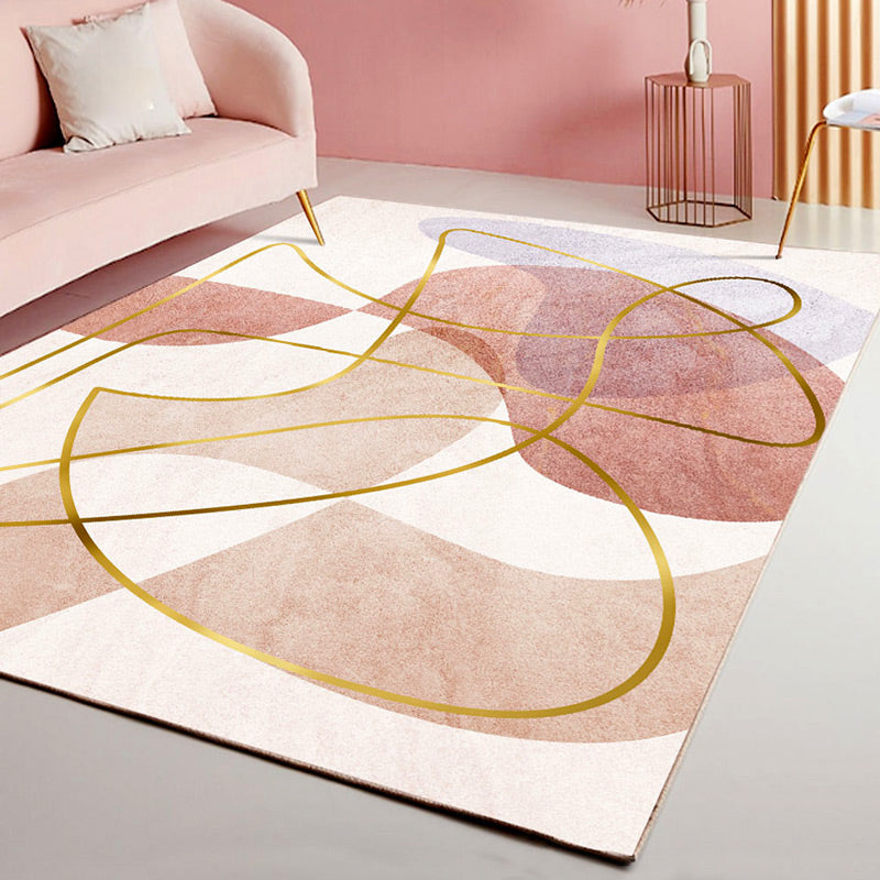 Morandi Color Living Room Rug Nordic Colorblock with Twisted Line Rug Polypropylene Non-Slip Washable Stain Resistant Rug Pink Clearhalo 'Area Rug' 'Rug' 2106771