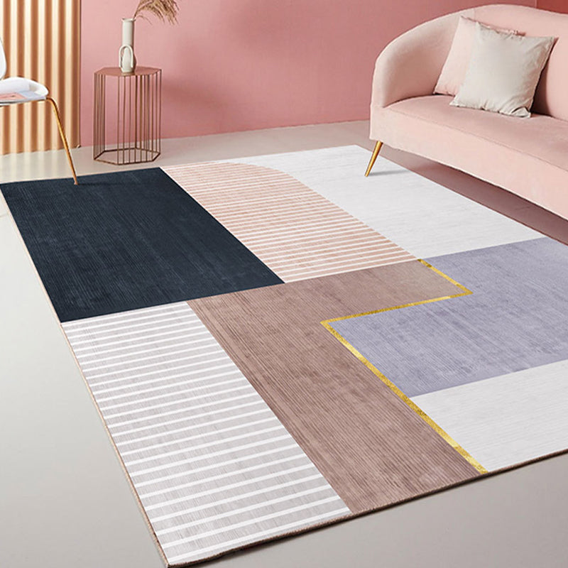 Morandi Color Living Room Rug Nordic Colorblock with Twisted Line Rug Polypropylene Non-Slip Washable Stain Resistant Rug Dark Blue Clearhalo 'Area Rug' 'Rug' 2106776