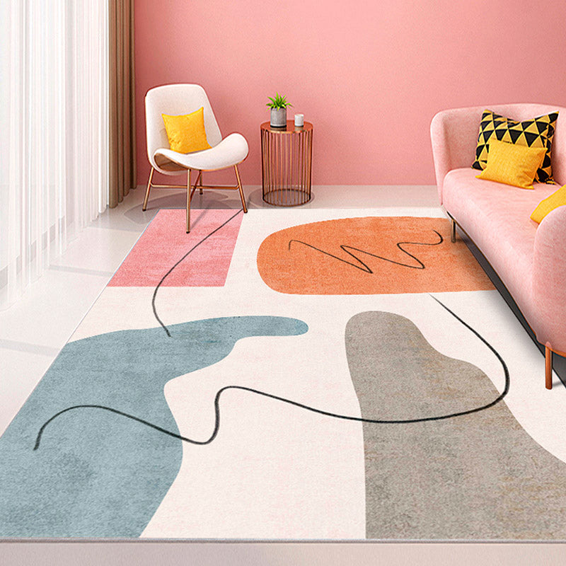 Morandi Color Living Room Rug Nordic Colorblock with Twisted Line Rug Polypropylene Non-Slip Washable Stain Resistant Rug White Clearhalo 'Area Rug' 'Rug' 2106777
