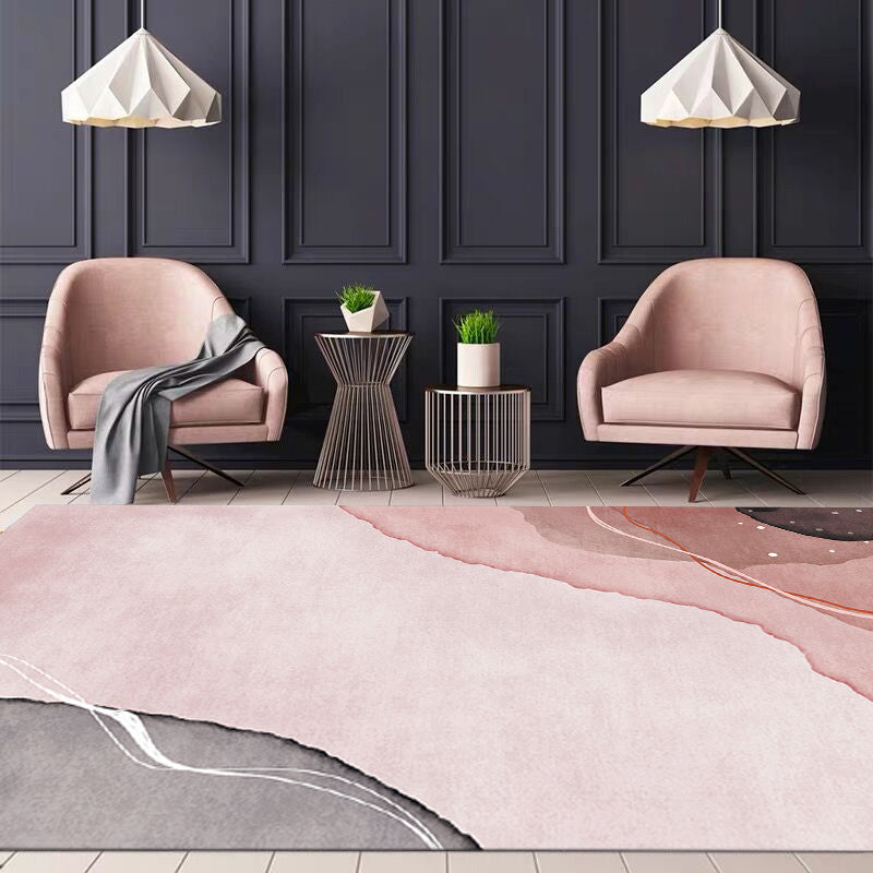 Multi-Color Abstract Pattern Rug Synthetics Postmodern Carpet Stain Resistant Washable Non-Slip Rug for Girls Bedroom Pink Clearhalo 'Area Rug' 'Rug' 2106825
