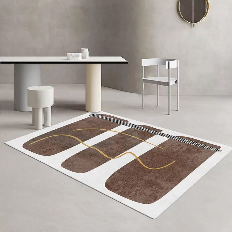 Casual Colorblock Abstract Rug Multicolor Minimalist Rug Polyester Stain Resistant Anti-Slip Machine Washable Carpet for Room Dark Coffee Clearhalo 'Area Rug' 'Rug' 2106842