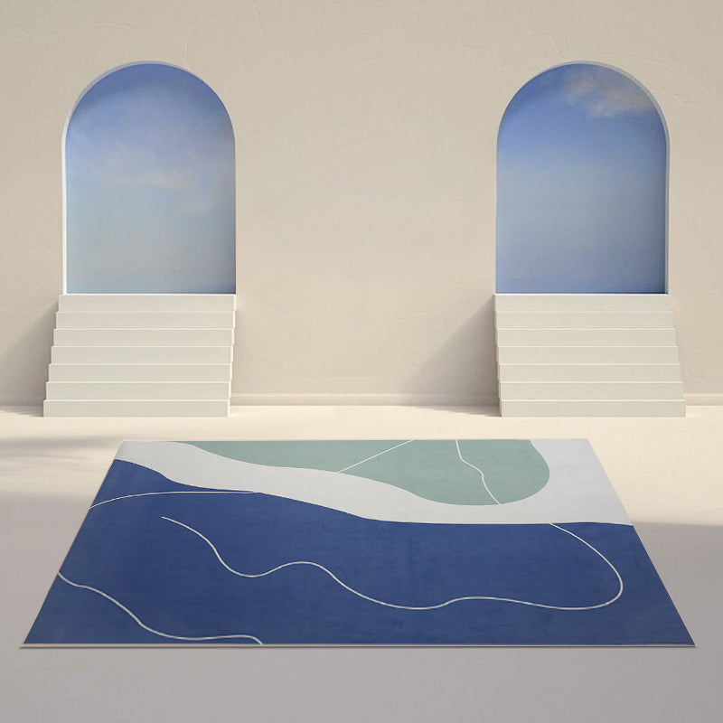 Chic Nordic Indoor Rug Multicolor Curve Line Art Geometric Rug Stain Resistant Non-Slip Machine Washable Carpet for Home Dark Blue Clearhalo 'Area Rug' 'Rug' 2106861