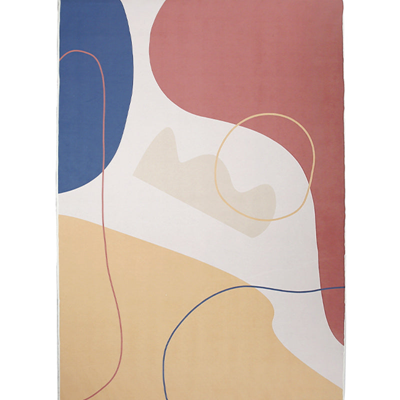 Chic Nordic Indoor Rug Multicolor Curve Line Art Geometric Rug Stain Resistant Non-Slip Machine Washable Carpet for Home Red Clearhalo 'Area Rug' 'Rug' 2106866