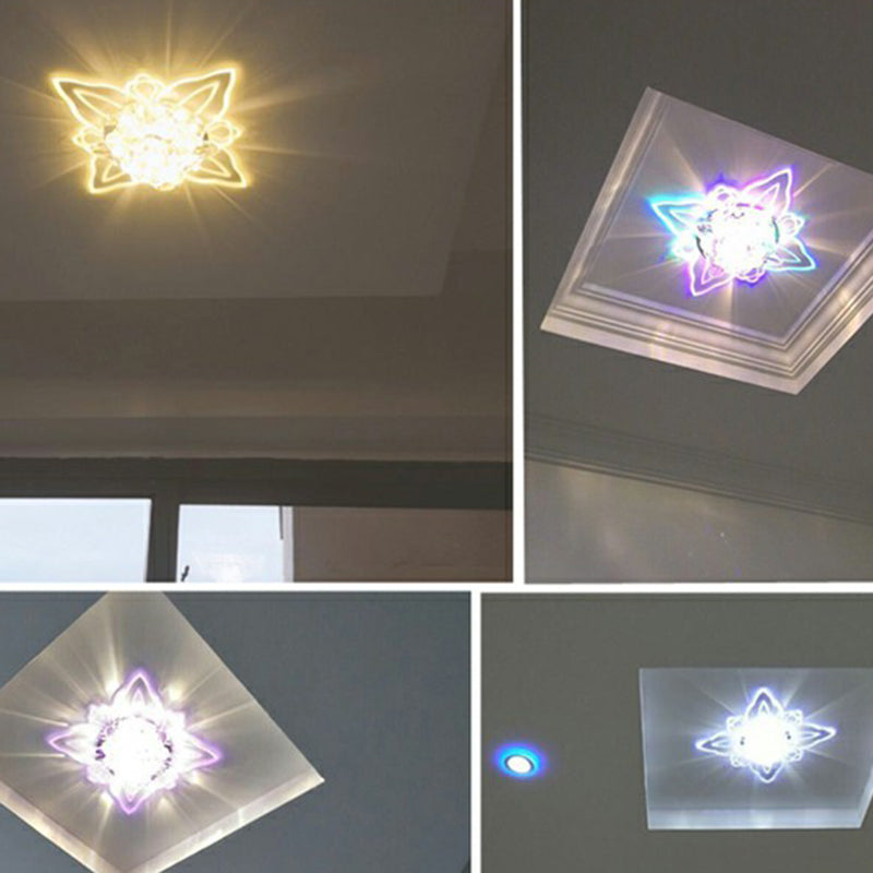 Floral Shaped Hallway LED Flush Mount Crystal Modern Flushmount Ceiling Light in Clear Clear Fourth Gear Clearhalo 'Ceiling Lights' 'Close To Ceiling Lights' 'Close to ceiling' 'Flush mount' Lighting' 2106946