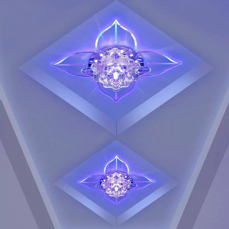 Contemporary Floral Flush Ceiling Light Crystal Corridor LED Flush Mount Lighting Fixture in Clear Clearhalo 'Ceiling Lights' 'Close To Ceiling Lights' 'Close to ceiling' 'Flush mount' Lighting' 2106956