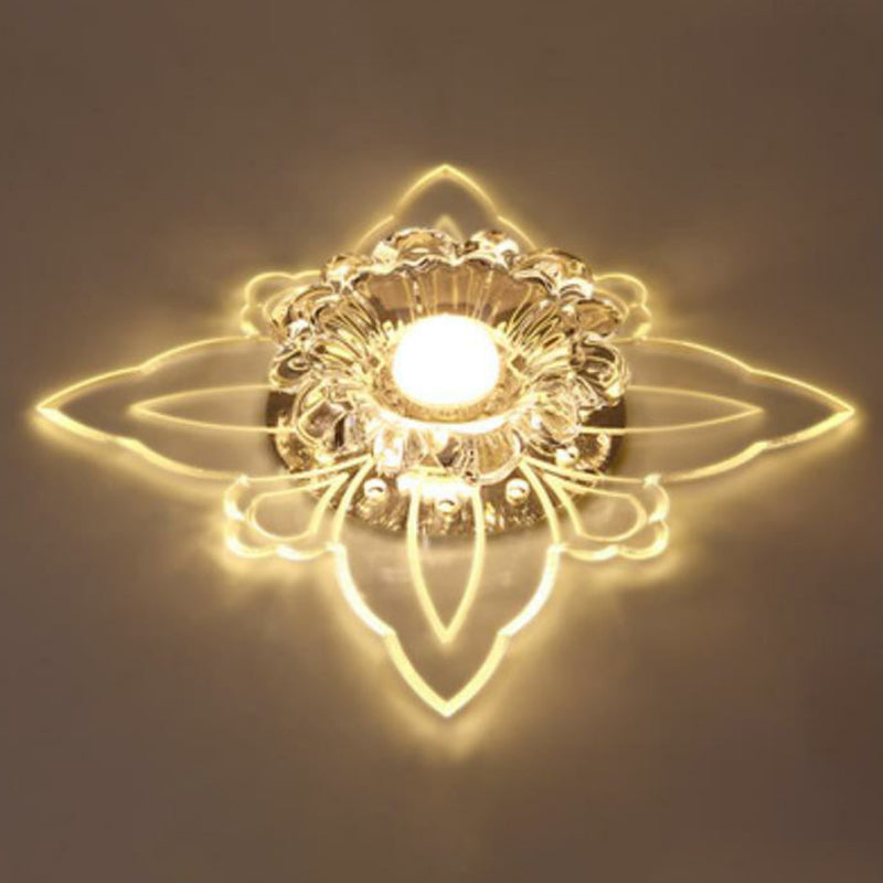 Blossom LED Flush Mount Light Simplicity Crystal Corridor Flush Mount Ceiling Light in Clear Clearhalo 'Ceiling Lights' 'Close To Ceiling Lights' 'Close to ceiling' 'Flush mount' Lighting' 2106965