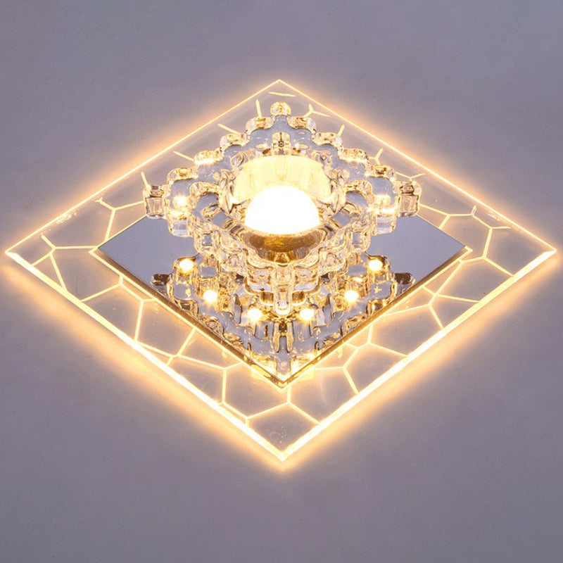 Simplicity Square Shape LED Flush Mount Light Crystal Corridor Flush Mount Ceiling Light in Clear Clearhalo 'Ceiling Lights' 'Close To Ceiling Lights' 'Close to ceiling' 'Flush mount' Lighting' 2106996