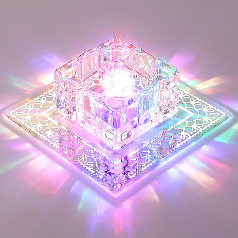 Square Flush Mount Lighting Minimalist Crystal Hallway LED Flush Mount Fixture in Clear Clearhalo 'Ceiling Lights' 'Close To Ceiling Lights' 'Close to ceiling' 'Flush mount' Lighting' 2107016