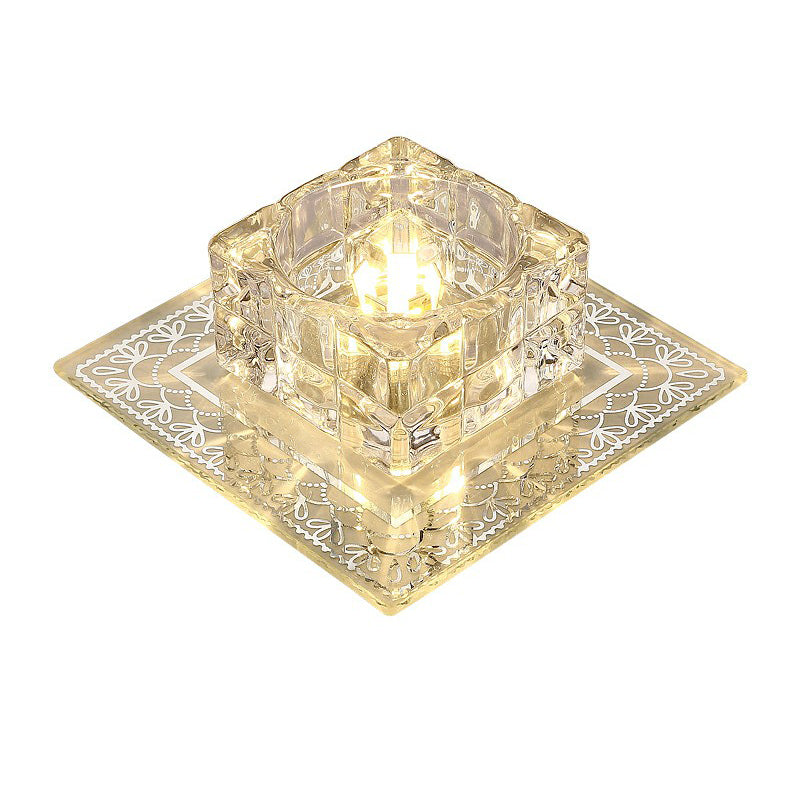 Square Flush Mount Lighting Minimalist Crystal Hallway LED Flush Mount Fixture in Clear Clearhalo 'Ceiling Lights' 'Close To Ceiling Lights' 'Close to ceiling' 'Flush mount' Lighting' 2107020