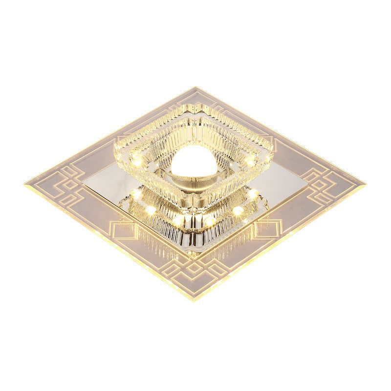 Crystal Squared LED Flush Mount Modern Clear Flushmount Ceiling Light for Entryway Clearhalo 'Ceiling Lights' 'Close To Ceiling Lights' 'Close to ceiling' 'Flush mount' Lighting' 2107023