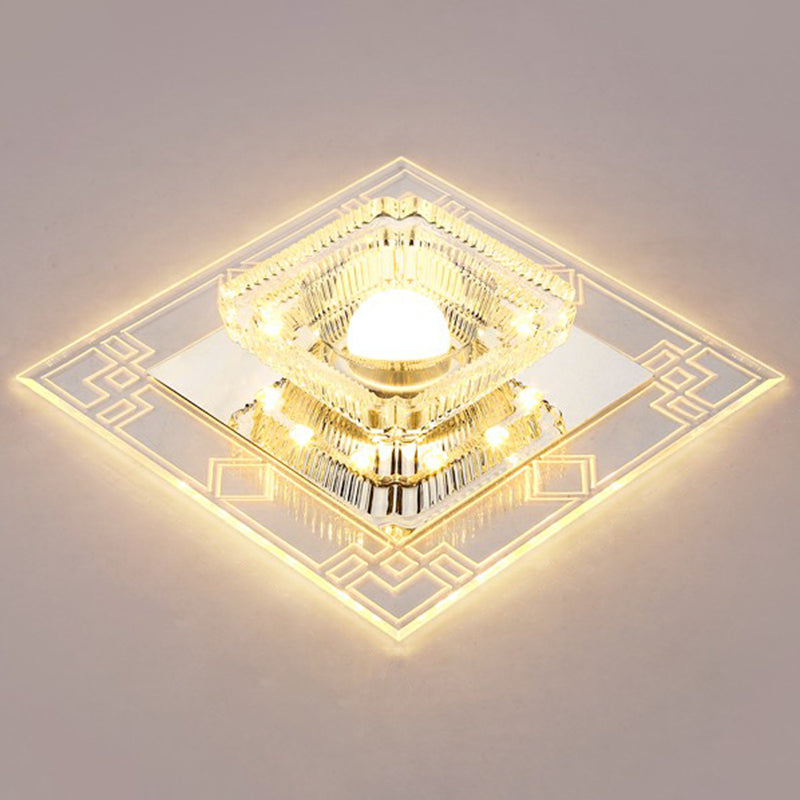Crystal Squared LED Flush Mount Modern Clear Flushmount Ceiling Light for Entryway Clearhalo 'Ceiling Lights' 'Close To Ceiling Lights' 'Close to ceiling' 'Flush mount' Lighting' 2107024